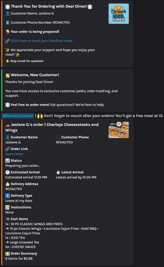 Deal Diner Order Summary Preview